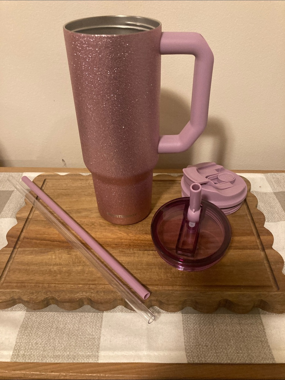 Frostbuddy Glitter Purple/pink Insulated Travel Tumbler with Handle and Straw